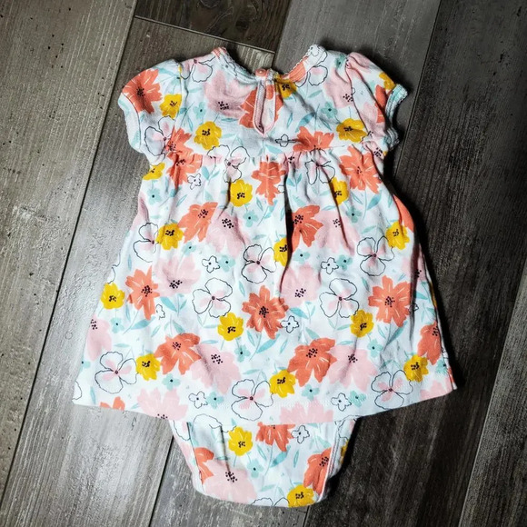 Carter's Child of Mine Coral & Pink Floral 2 in 1 Dress Size 3-6 Months - Picture 10 of 10